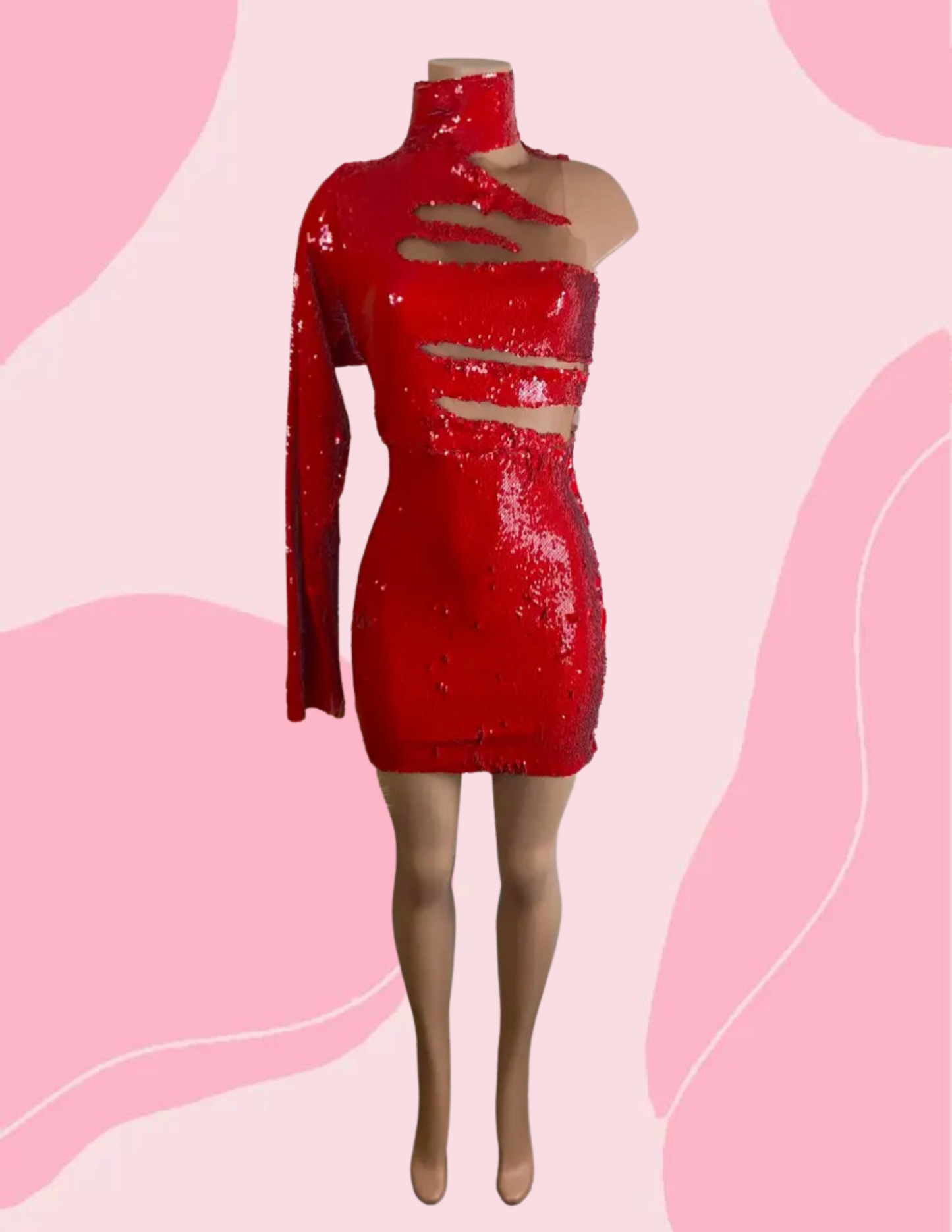 Red sequin dress