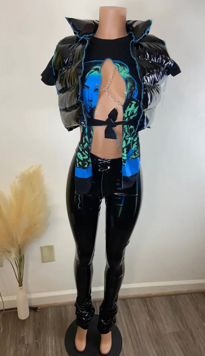 Black bubble vest set