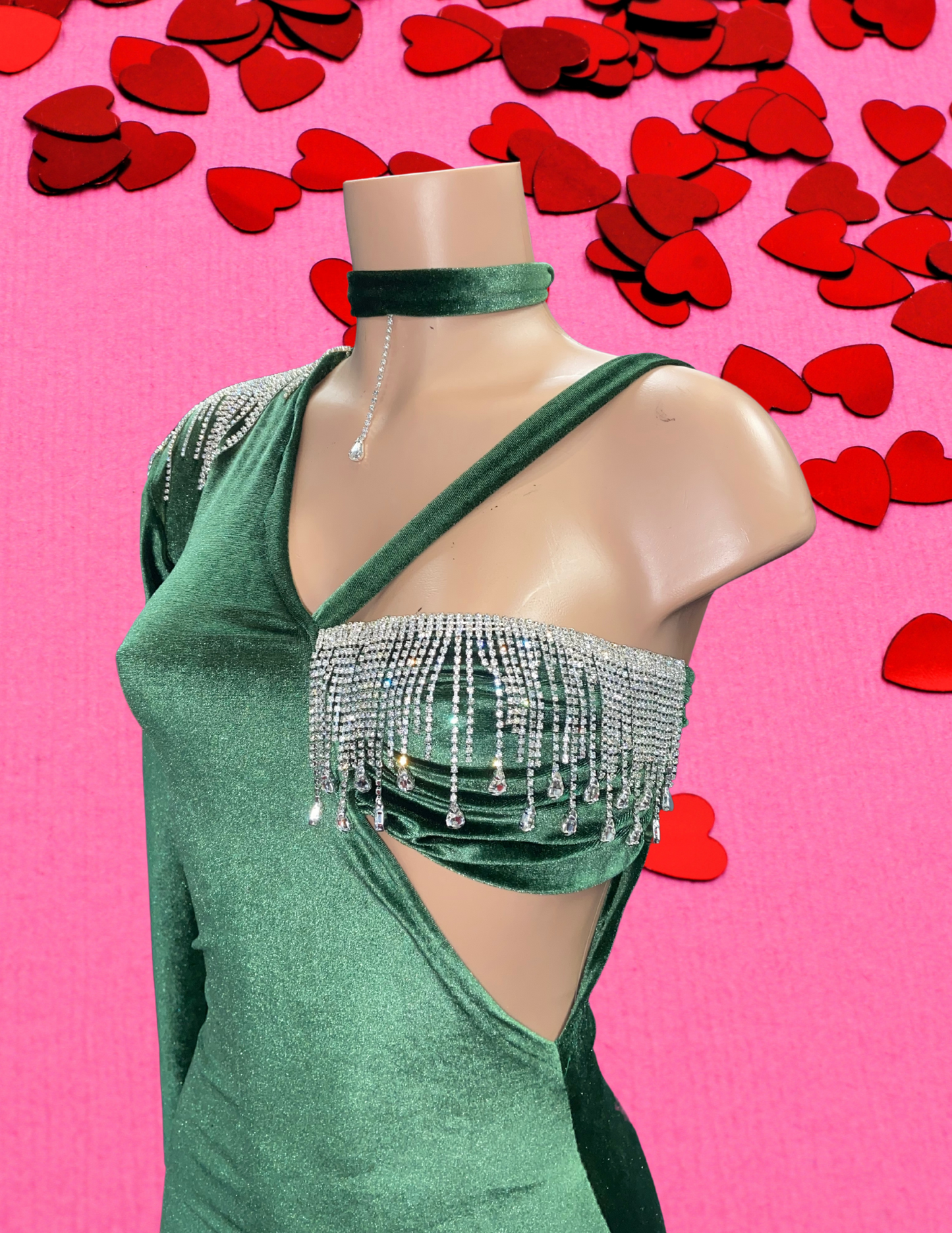 Emerald green diamond dress