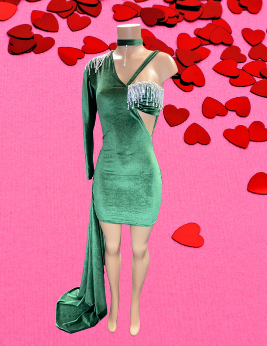 Emerald green diamond dress